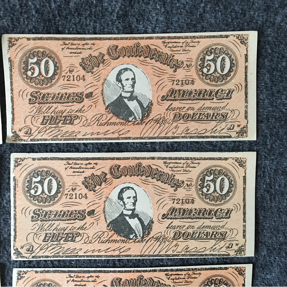 🟦Vintage Old Play Bills, Bundle of 10, $50 , Blue 50 print /back. - Picture 2 of 7